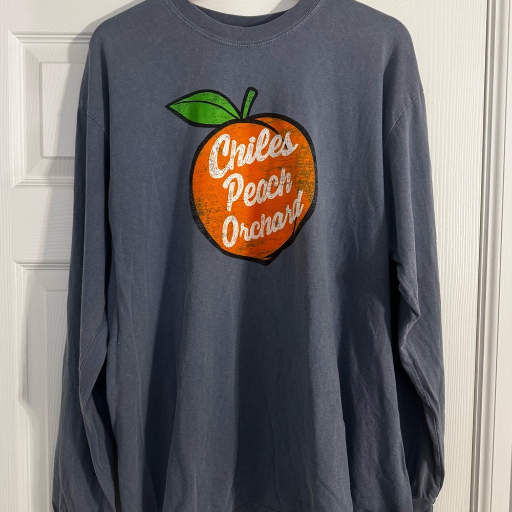 Comfort Colors Slate Blue Long Sleeve Tee with Orange Graphic
